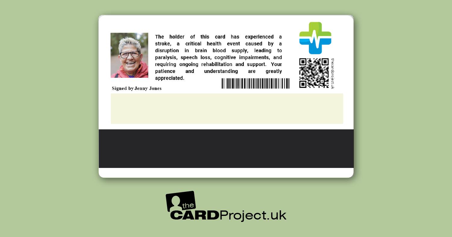 Stroke Premium Photo Medical ID Card   (REAR)